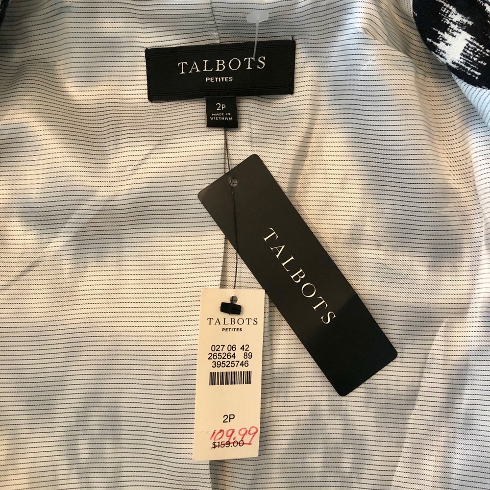 Talbots Petites Black & White Blazer Size 2P NWT - Picture 7 of 9